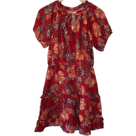 Band of the Free Connie Garnet Blush Boho Tiered Dress Sz Large Womens Red Cinch - Picture 8 of 13